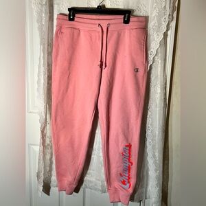 Women’s Champion Bedazzled Joggers, Cherry Design, Pink, Size L